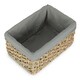 image 2 of Medium Thatch Grass Woven Storage Basket with Grey Cotton Lining | Green | Green | M