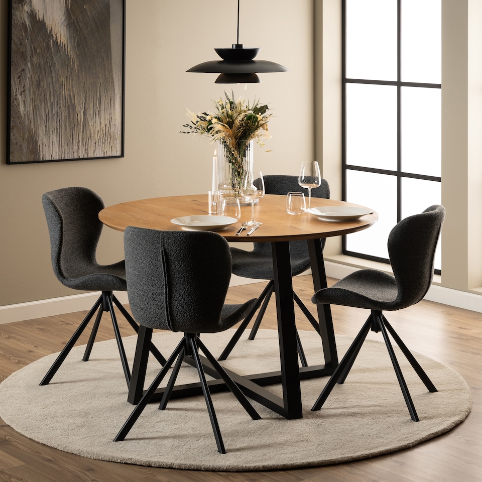 image 1 of Batilda Swivel Dining Chairs in Grey Fabic Set of 2