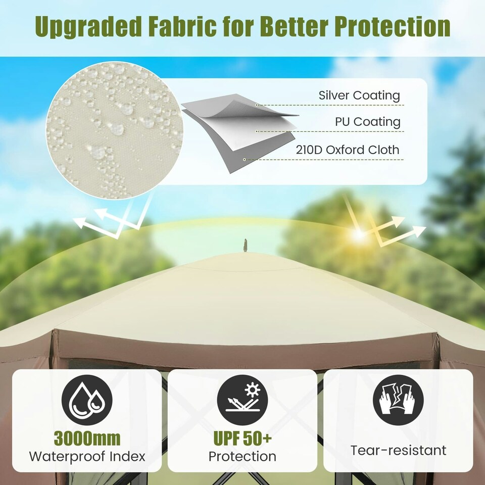 image 1 of COSTWAY 350 x 230 cm Pop-up Tent Outdoor Canopy Sun Shelter | Brown
