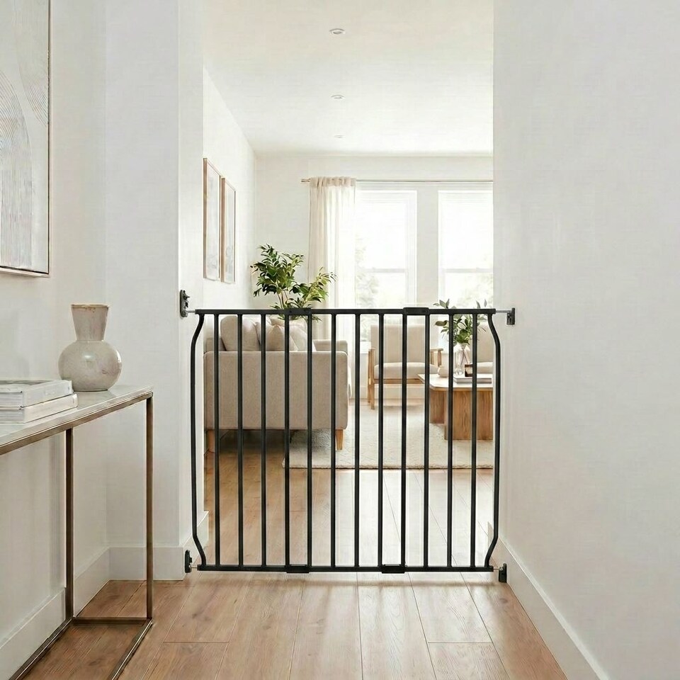 image 1 of Safetots Extra Tall Eco Screw Fit Baby Gate, Black, 110cm - 120cm, Extra Tall Gate 100cm in Height, Stair Gate for Baby, Screw Fitted Safety Gate, Easy Installation