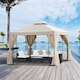image 2 of Outsunny 3 x 3 m Garden Gazebo Double Roof Marquee Patio Wedding Party Tent Canopy Shelter with Sidewalls Beige