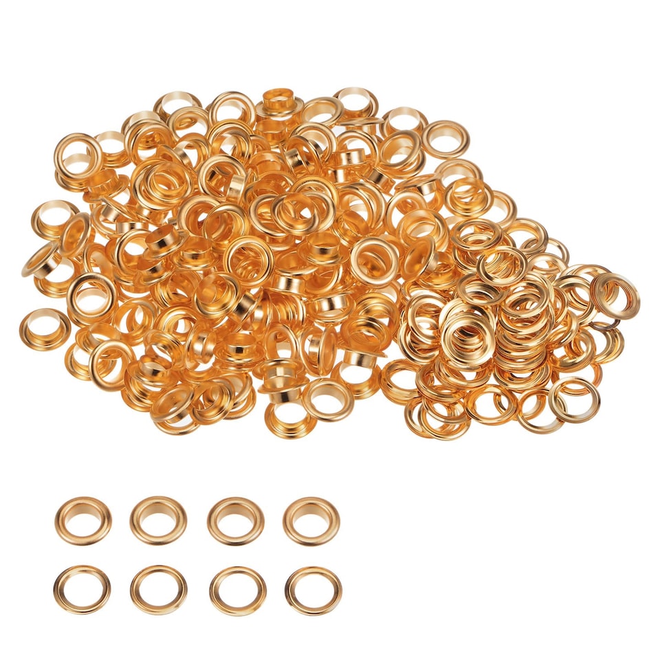 image 1 of 14mm Brass Eyelets with Washers for Arts & DIY Projects - 50 Pcs