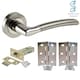 image 2 of Golden Grace 4 Sets Indiana Style Modern Door Handles on Round Rose in Dual Finish with Latch | Grey | 4 Set