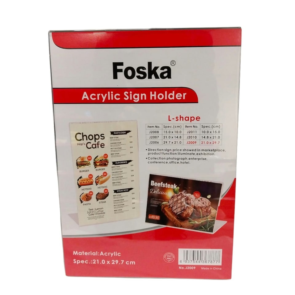 image 1 of A4 Vertical Design L-Shape Transparent Acrylic Label Sign Holder