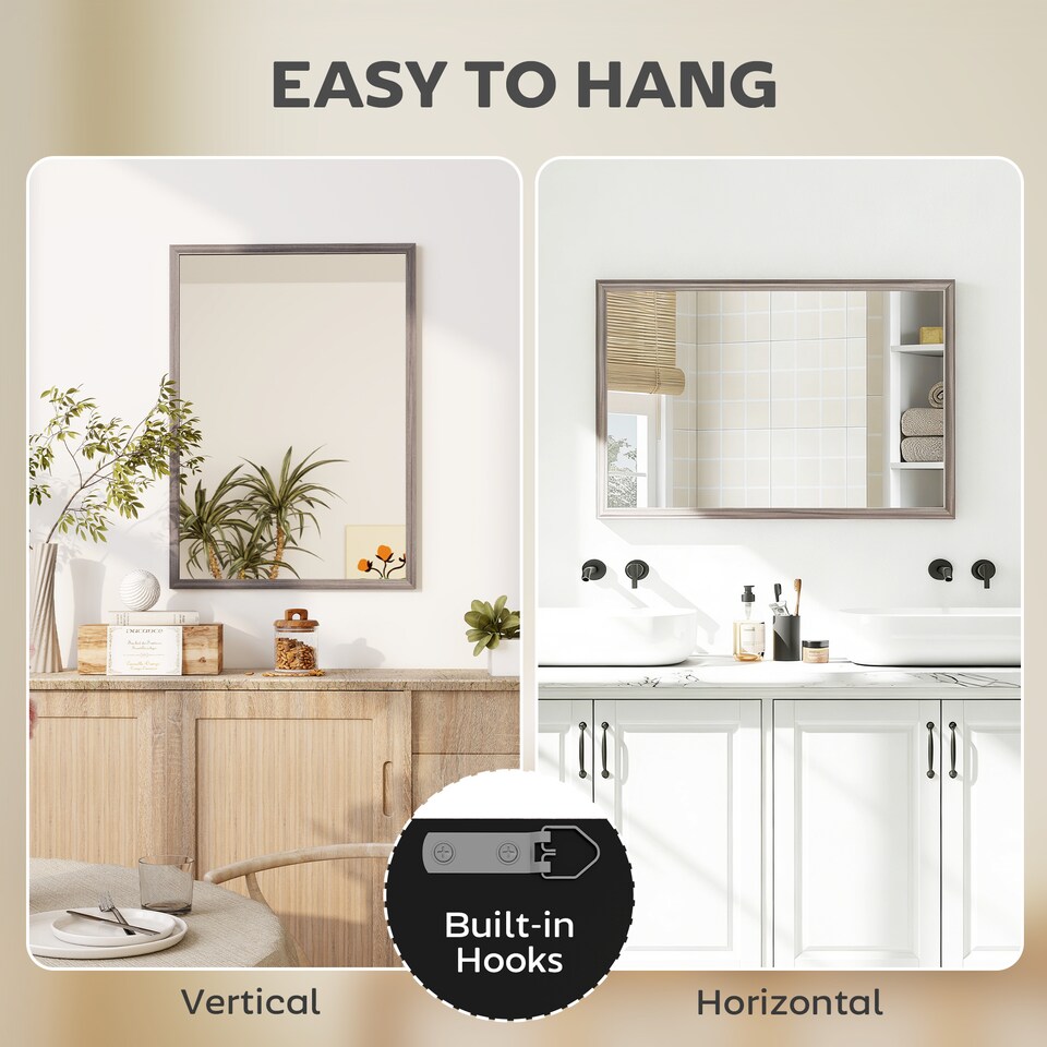 image 1 of HOMCOM 50 x 70 cm Wall Bathroom Mirror, Vanity Mirror, Grey