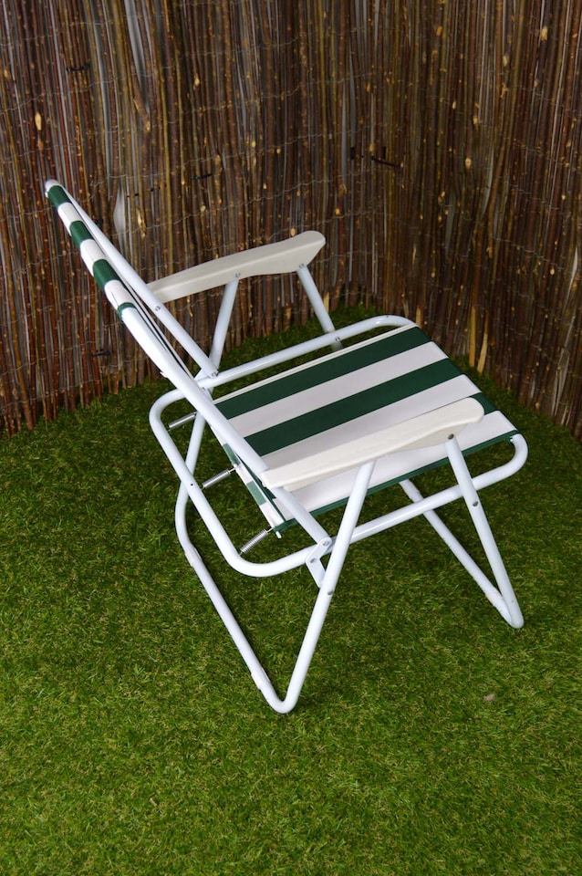 image 1 of 2 Pack of Folding Camping / Picnic Chair in Green and White Garden Patio | Green | Green