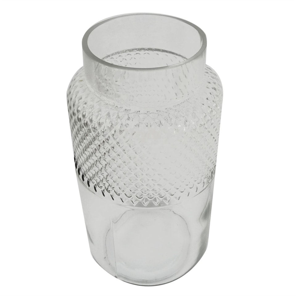 image 1 of Glass Vase Clear Glass Diamond Vase 29cm Botanik | White | 29
