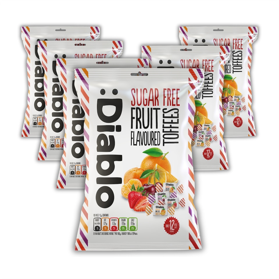 image 1 of Diablo Sugar Free Fruit Toffees 75g 6 Pack
