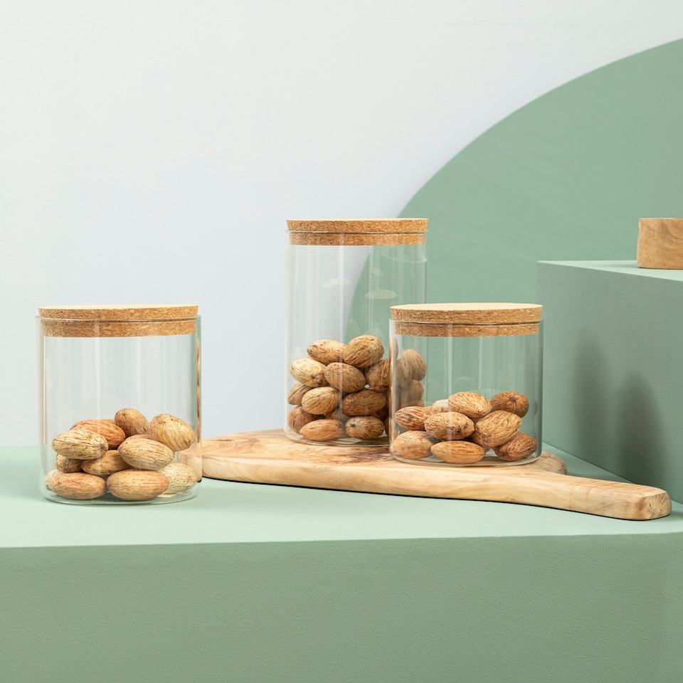 image 1 of Interiors by Premier Large Glass Jar, Eco-Friendly Glass with Airtight Cork Lid and Chalkboard Label, Perfect for Storing Spices