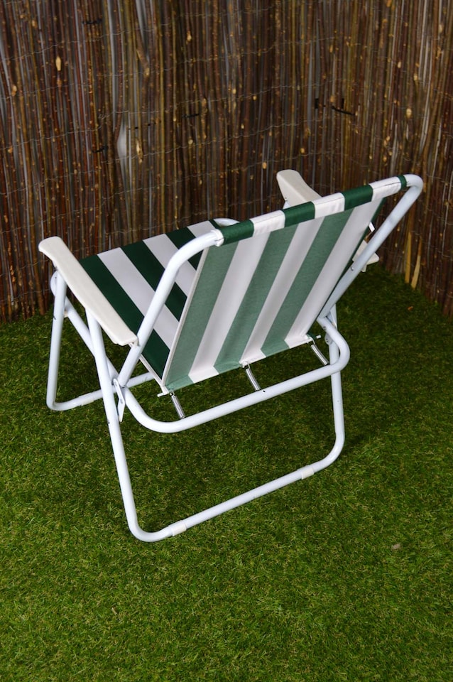 image 1 of 2 Pack of Folding Camping / Picnic Chair in Green and White Garden Patio | Green | Green