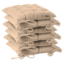 Harbour Housewares Square Garden Chair Seat Cushions - Natural - Pack of 6 Cream
