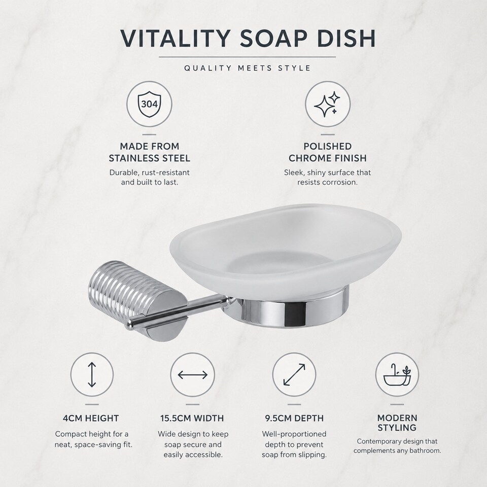 image 1 of Showerdrape Vitality Chrome Stainless Steel Wall Mounted 3 Piece Bathroom Accessory Set | Silver | 1