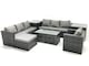 image 2 of Fimous Outdoor Garden Furniture Set 10 Seater Rattan Sofa Set with Coffee Table 3 Footstools Armchair 2 Side Tables Dark Grey Mixed