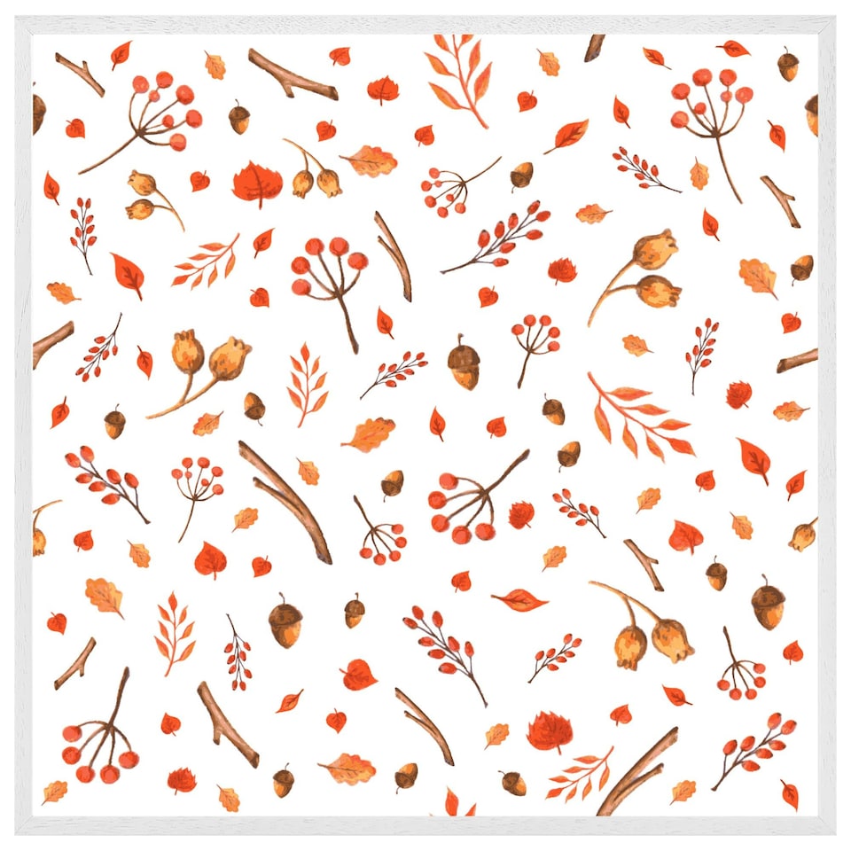 image 1 of Acorns & leaves (Picture Frame) White | XL