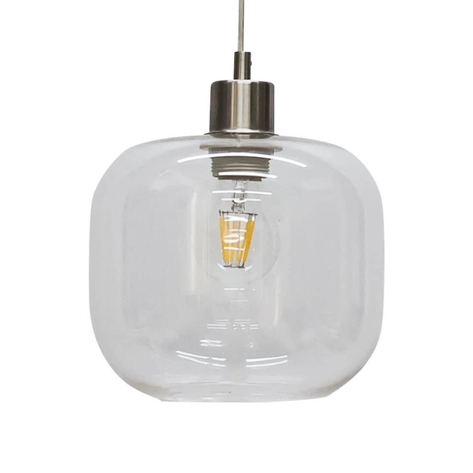 image 1 of Bletch - Clear Glass with Satin Nickel Pendant Fitting | Clear | Clear | 1