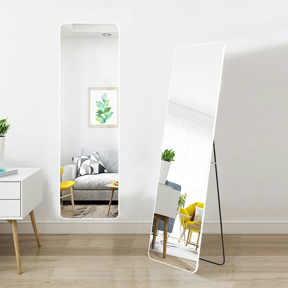 image 1 of Living and Home Modern Rectangular Metal Floor Mirror