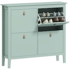 HOMCOM 4 Drawer Shoe Cabinet with Flip Doors for Hallway, Entryway | Green | 105W x 24D x 95.5H cm | 1