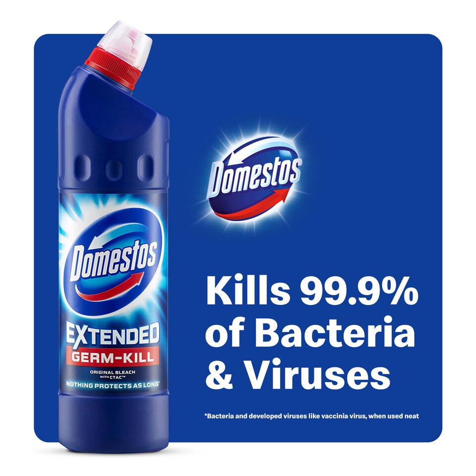 image 1 of Domestos Extended Germ Kill Original Bleach 750ml | Blue | 6