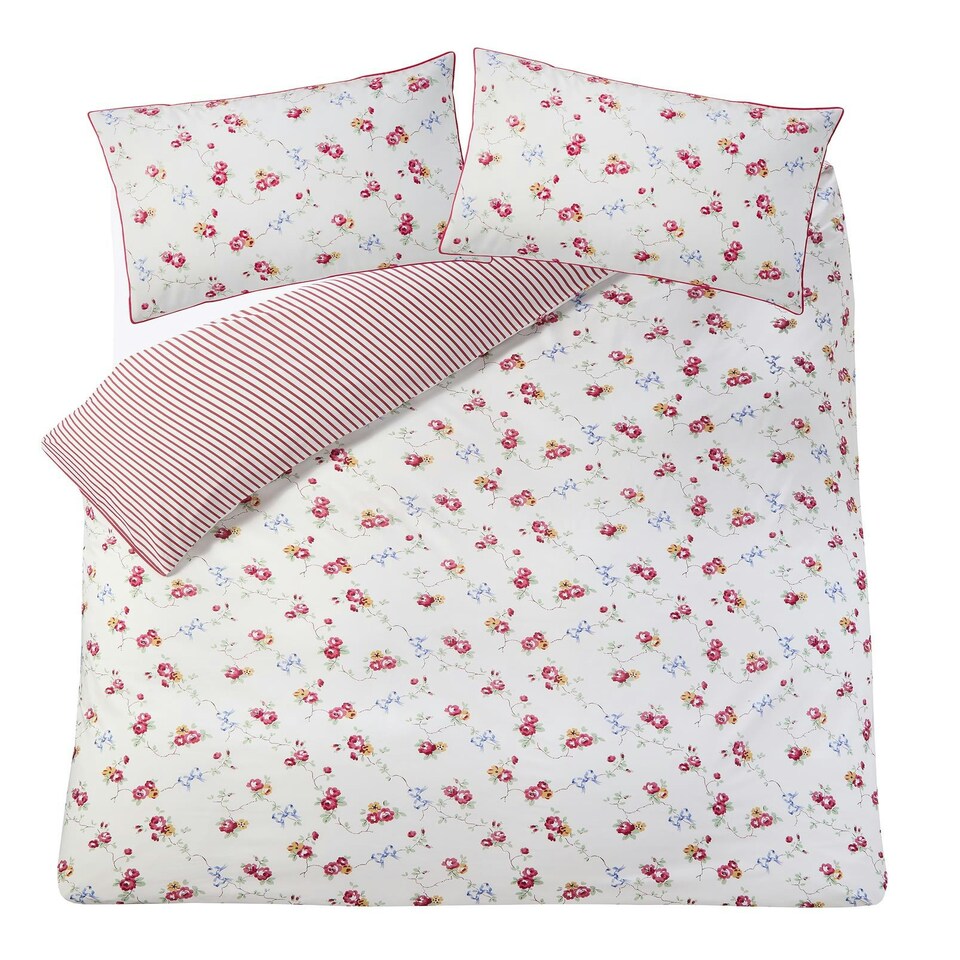image 1 of Cath Kidston Rose and Bows Duvet Cover Set - Multi Red | King