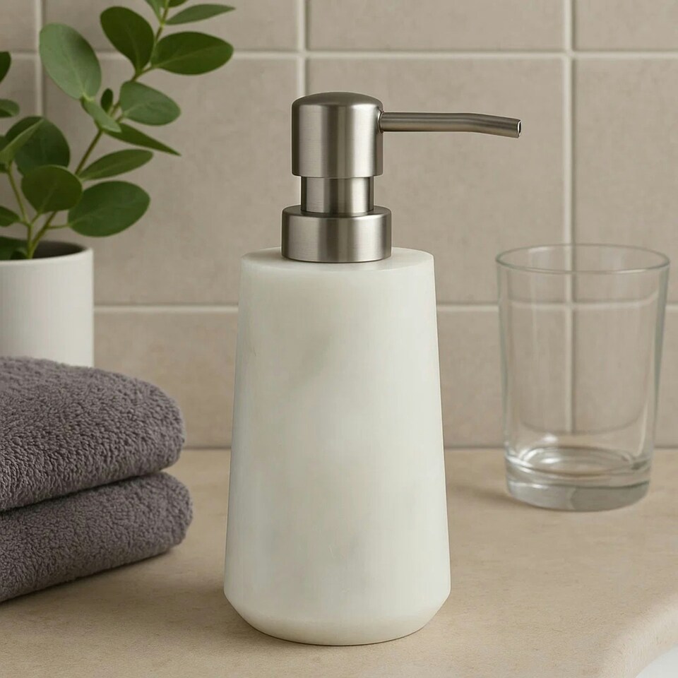 image 1 of Abaska Off White Marble Lotion Dispenser