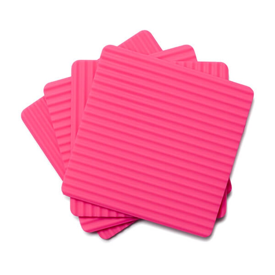 image 1 of Zeal Set of 4 Silicone Coasters Neon Pink