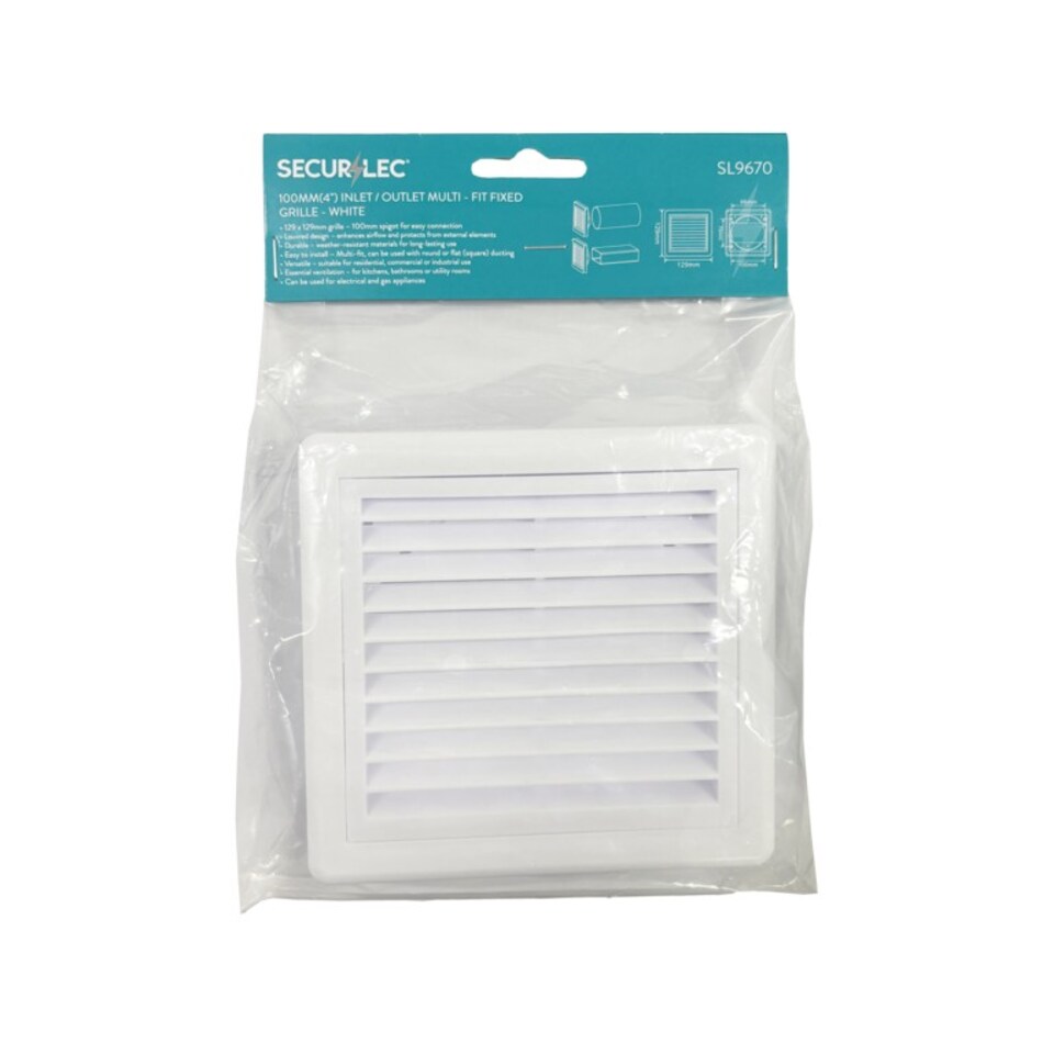 image 1 of Securlec Plastic Louvre Vent | White | White | 1