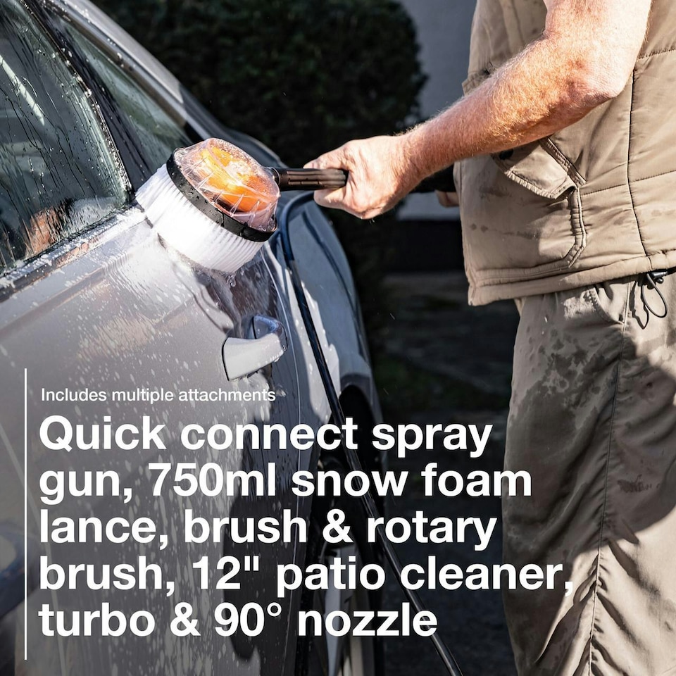 image 1 of Hyundai 180Bar/ 2610psi Electric Pressure Washer, 8L/min, 2400W High-Performance Jet Wash with Hose & Attachments | HYW2400E