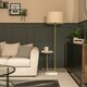 image 3 of ValueLights Tavel Brushed Gold Metal Floor Lamp with Table | Gold