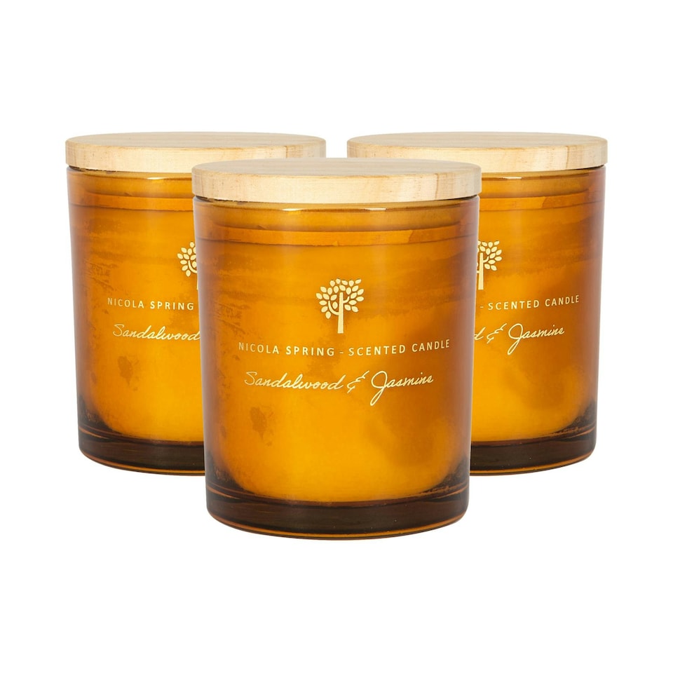 image 1 of Nicola Spring Soy Wax Scented Candles - 130g - Sandalwood & Jasmine - Pack of 3