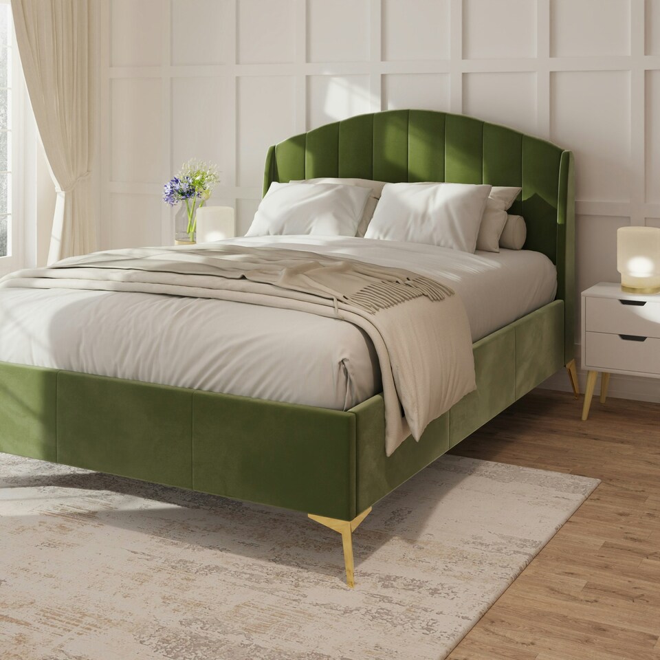 image 1 of GFW Pettine End Lift Ottoman Storage Bed 150cm King Size - Green