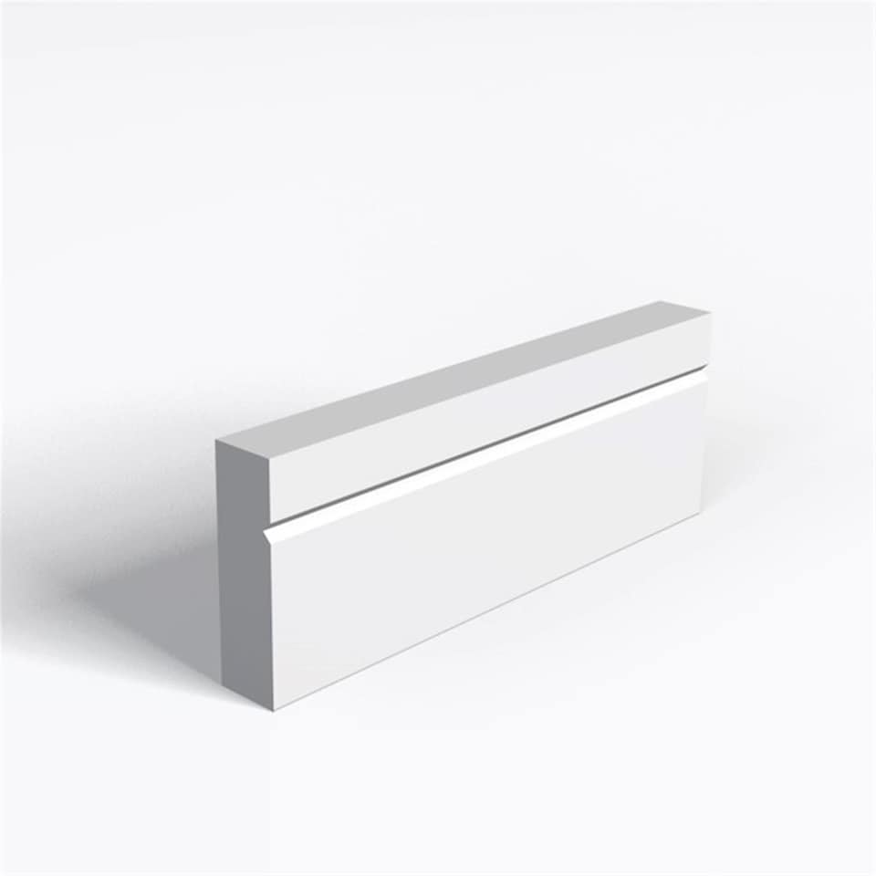 Pack of 20 (Total 20 Units) - Moisture Resistant MDF Primed 1 V Groove Architrave - 25mm (T) x 58mm (H) x 4200mm (L)