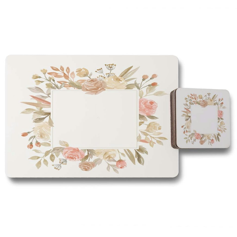 image 1 of Flower Border (Placemat & Coaster Set)