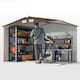 image 9 of Outsunny 9 x 6ft Metal Garden Shed, Outdoor Storage Tool House with Ventilation Slots, Foundation Kit and Lockable Double Doors, Light Brown