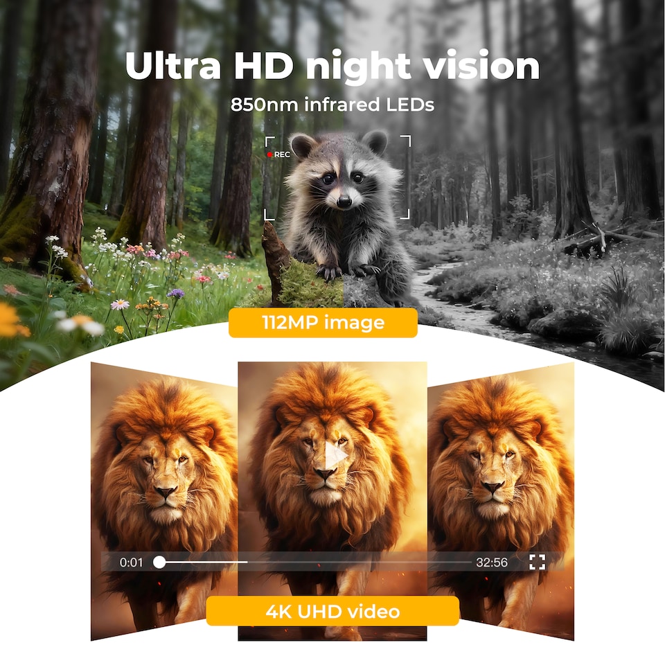 image 1 of Centra Solar Trail Camera 4K 112MP Hunting Game Cam Wildlife Night Vision Wifi