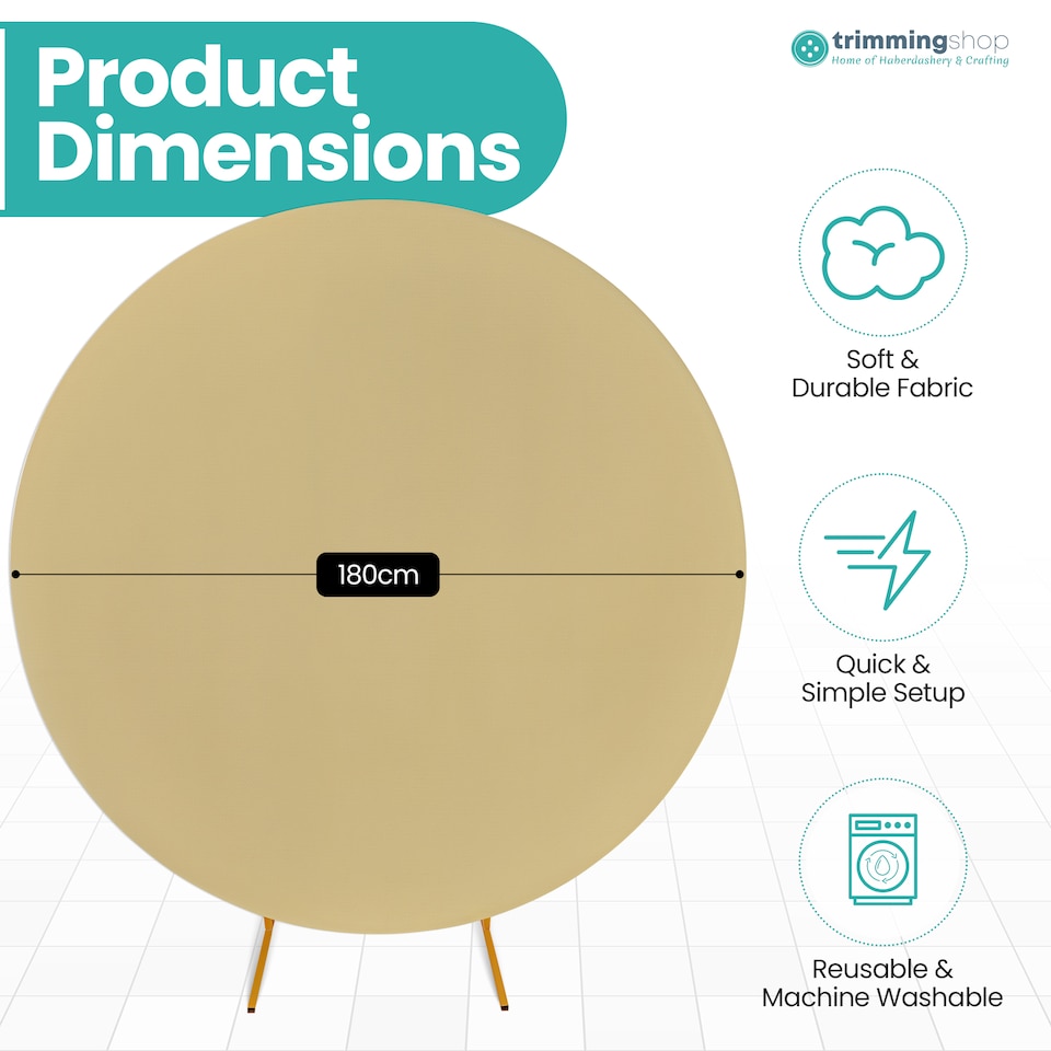 image 1 of 160GSM Champagne Round Arch Backdrop Cover - 180cm