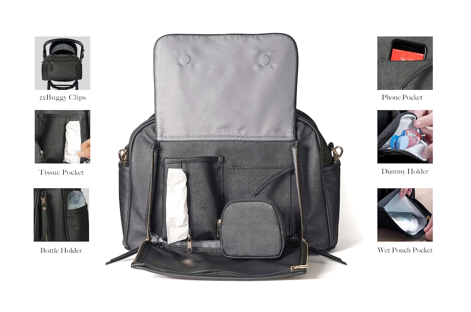 image 1 of Allis Baby Plus Changing Bag with Changing Mat - Black