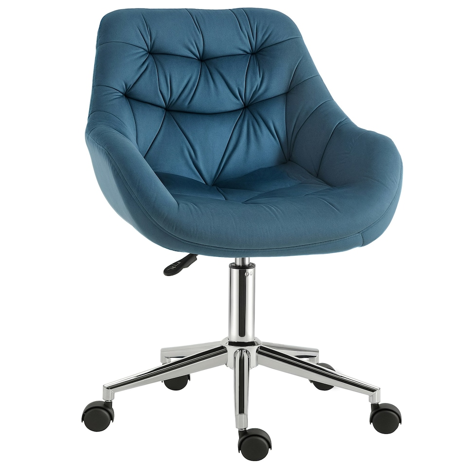image 1 of Vinsetto Velvet Home Office Chair Desk Chair with Adjustable Height, Blue