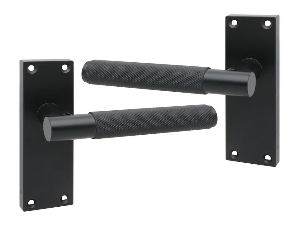 image 1 of Golden Grace 6 Pair Victorian T-Bar Knurled Door Handle Matt Black Finish with Spindle and Screws - 120 x 40mm