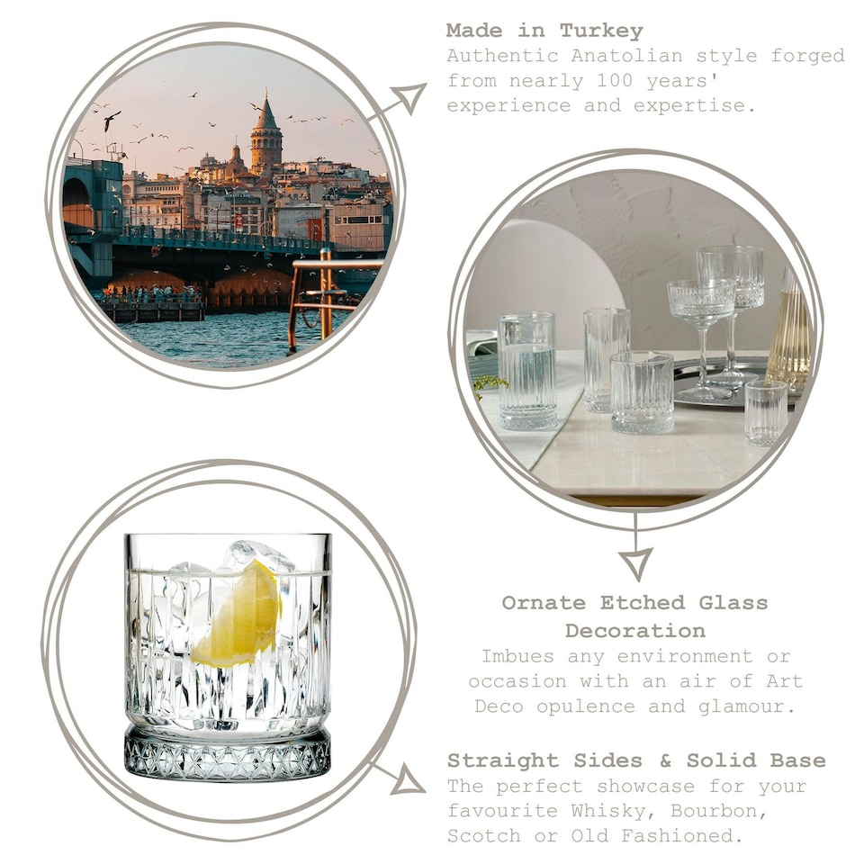 image 1 of Pasabahce Elysia Whisky Glasses - 210ml - Pack of 4 Clear