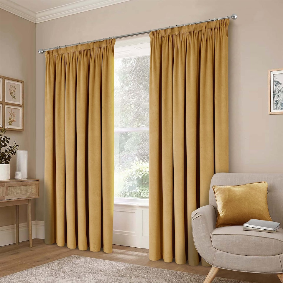 image 1 of Montreal 229cm x 183cm Gold Taped Top Curtains | Gold | Gold | 1