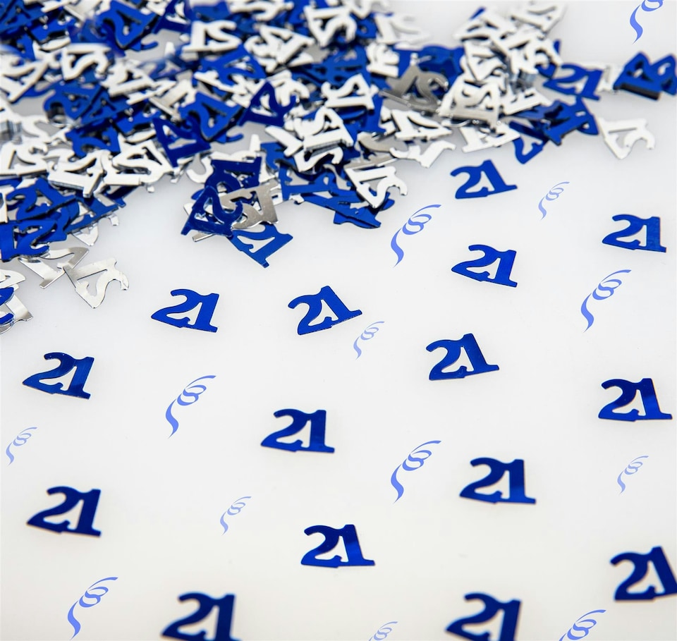 image 1 of 14g 21st Birthday Blue & Silver Confetti