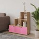 image 3 of 6-Cube Step Shelving Unit With Wooden Door | Brown | Oak & Pink | 1