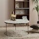 image 2 of Teamson Home Marmo Large Round Coffee Table, Marble Side Table, Modern Sofa End Table for Living Room, Bedroom or Lounge, White/Brass