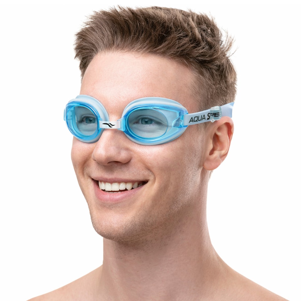 image 1 of Mens Anti Fog UV Protection Swimming Goggles | Comfortable Adjustable Goggles | Blue | Light Blue | One Size | 1
