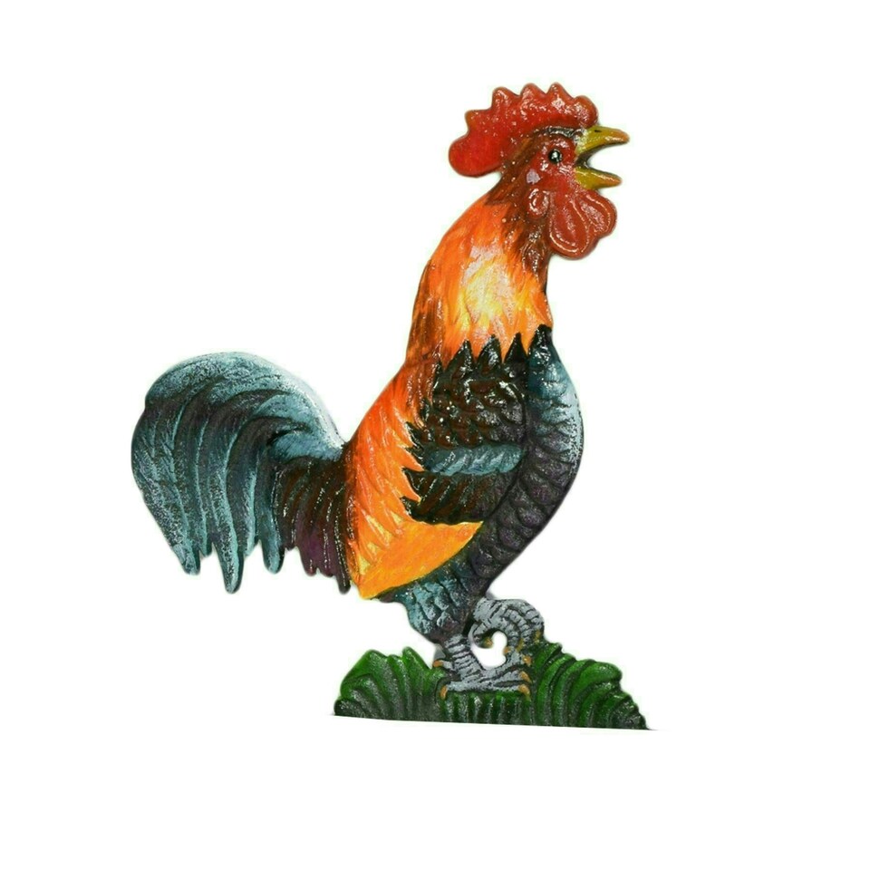 image 1 of Cockerel Rooster Chicken Bell Cast Iron Sign Door Wall Fence Post Gate House