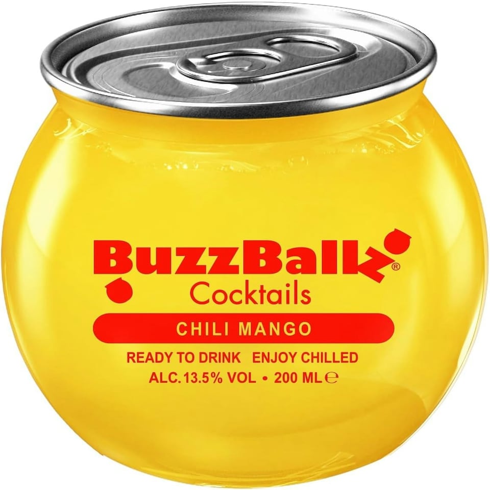 image 1 of BUZZBALLZ COCKTAILS: Chili Mango 12 x 200ml 13.5 Percent Alcohol |Premixed Mango Flavored Margarita Cocktail