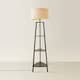 image 4 of ValueLights Hiru Black 3 Tier Shelf Floor Lamp Natural Shade | Cream