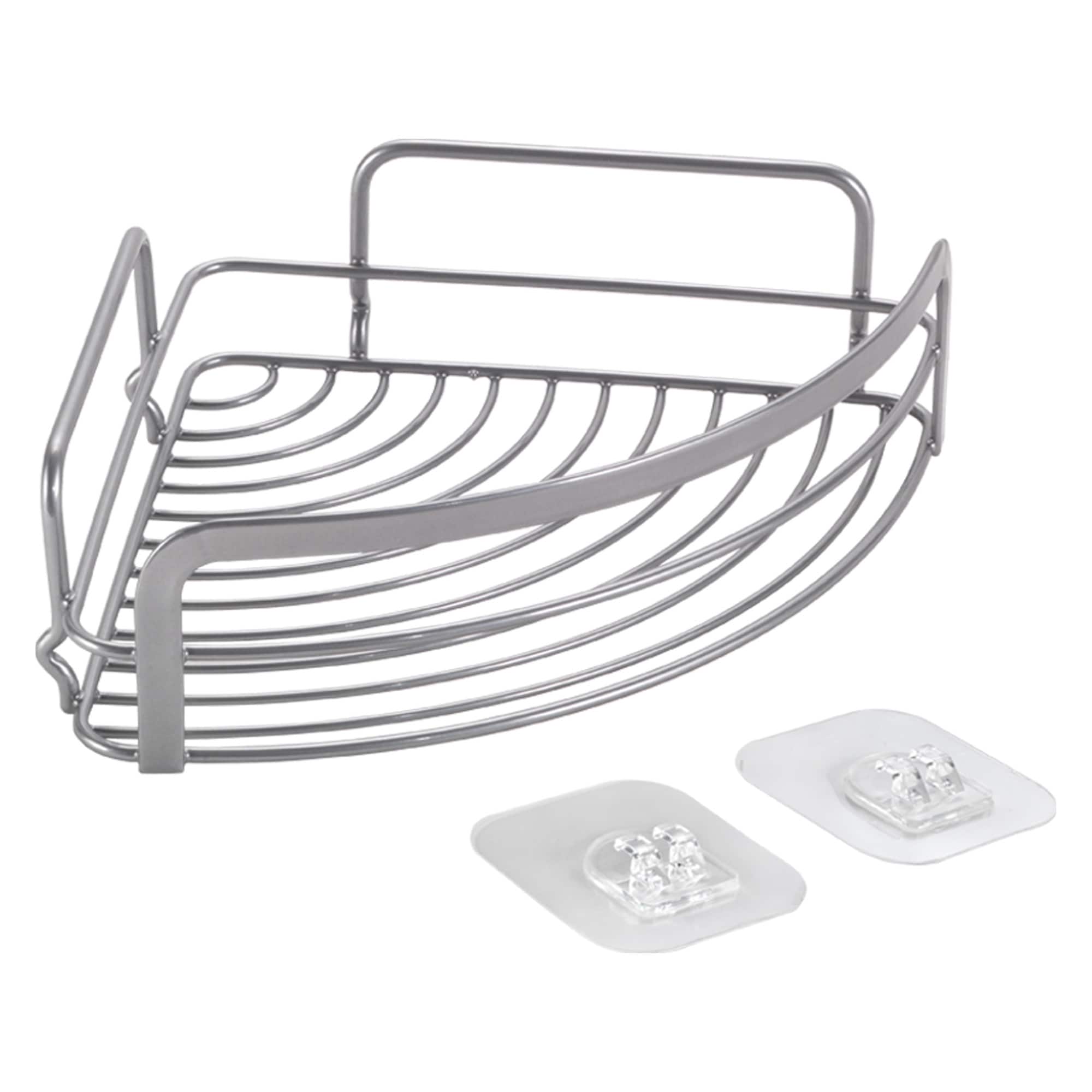 Metaltex Origin Luxy 1-Tier Corner Bathroom Shelf in Silver