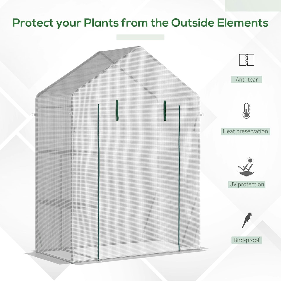 image 1 of Outsunny Greenhouse for Outdoor, Portable Gardening Plant Grow House w/ Shelf
