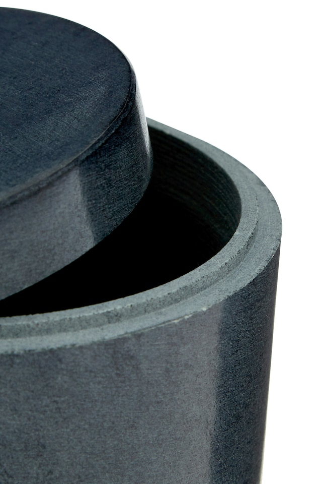 image 1 of Interiors by Premier Dark Grey Marble Effect Cotton Jar, Cotton Bud Container With Lid, Travel Ear Bud Holder, Cotton Swab Holder